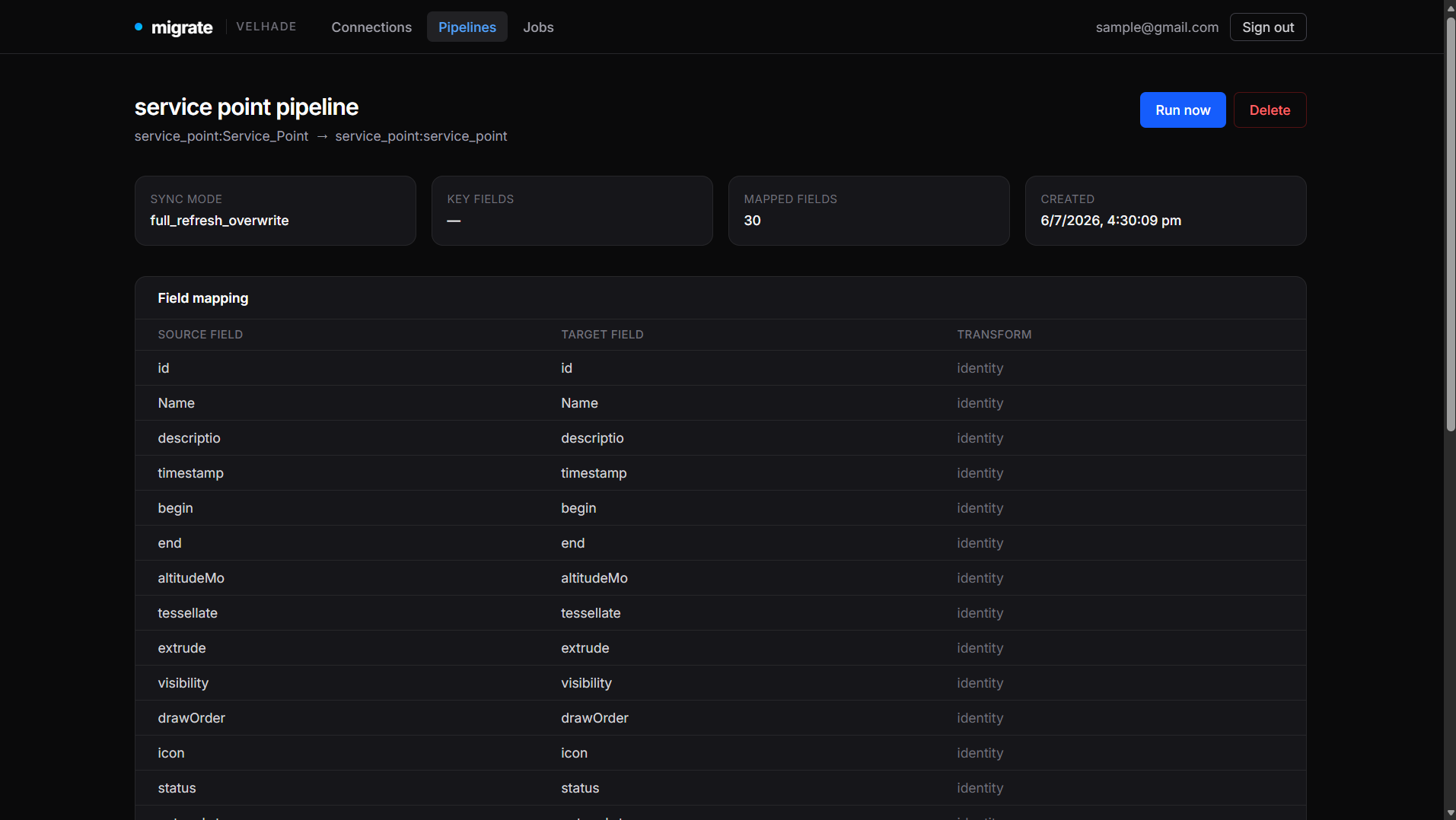 Migrate pipeline field mapping table